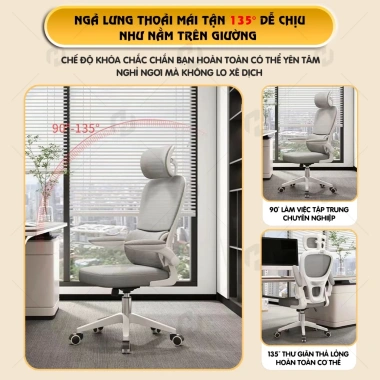 Ghế văn phòng Công Thái Học S1 Tựa lưng thông minh ôm sát, nâng đỡ cột sống, điều chỉnh độ cao linh hoạt, giá 950.000 VND
