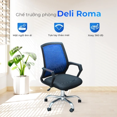 Ghế văn phòng Deli Roma QUI PHÚC - nâng hạ thoải mái, xoay 360 độ, chắc chắn, tiện lợi, giảm 20% 6 Ghế văn phòng Deli Roma QUI PHÚC - nâng hạ thoải mái, xoay 360 độ, chắc chắn, tiện lợi, giảm 20% 6