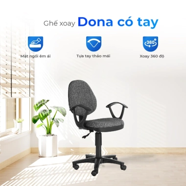 Ghế văn phòng Dona QUI PHÚC gác tay hiện đại xoay 360 độ linh hoạt, chắc chắn, tiện lợi - Giá 683.060 VND