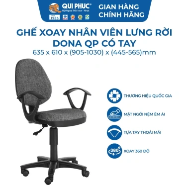 Ghế văn phòng Dona QUI PHÚC gác tay hiện đại xoay 360 độ linh hoạt, chắc chắn, tiện lợi - Giá 683.060 VND
