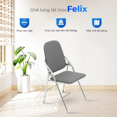 Ghế Văn Phòng Felix QUI PHÚC Gấp Gọn, Nệm Ngồi Tựa Lưng Thoải Mái, Khung Inox - 487.900 VND 3 Ghế Văn Phòng Felix QUI PHÚC Gấp Gọn, Nệm Ngồi Tựa Lưng Thoải Mái, Khung Inox - 487.900 VND 3