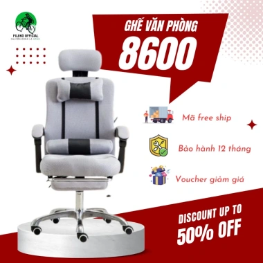 Ghế văn phòng FUJIKO 8.600 - Ngả lưng 3 chế độ, gác chân, gối lưng - 999.000đ