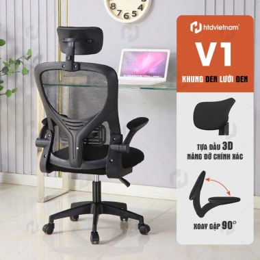 Ghế Văn Phòng Giá Rẻ HTD V1 Lưới 3D Thoáng Khí, Tựa Lưng Ôm Sát, Xoay Tiết Kiệm 585k