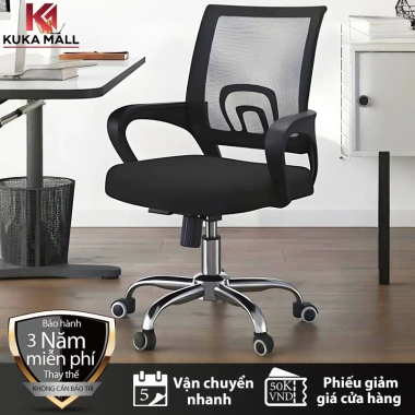Ghế Văn Phòng KUKA Kiểu Chữ Hồi - Chắc, Êm Ái, Lưng Tựa Lưới Thoáng Khí, 198.000