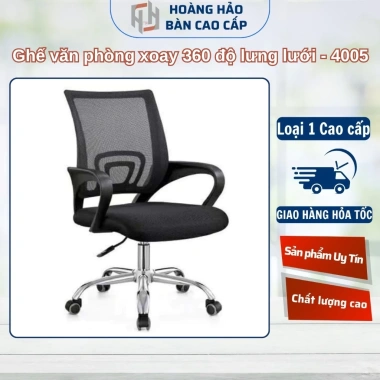 Ghế Văn Phòng Xoay 360 Lưng Lưới Nhựa Bền Cơ Học – Bánh Xe Di Chuyển, 481.900₫