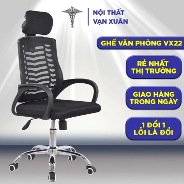 Ghế văn phòng xoay VX22 lưới tựa đầu - Chất lượng loại 1, bền bỉ, giảm 21% - 429.000đ | Vạn Xuân