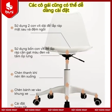 Ghế xoay acrylic trong suốt đệm dày, thấm hút, độ hàn cao - Giá ưu đãi 529k