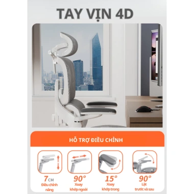 Ghế Xoay Công Thái Học CTH-19-LXR RESDANI - Tựa Lưng Linh Hoạt, Bảo Vệ Cột Sống, Ngả 135 độ - Giá 3.175.000₫