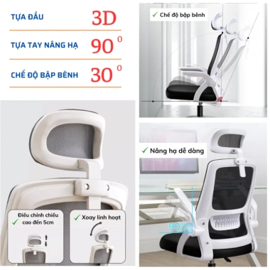Ghế xoay công thái học đa năng, ghế game tựa lưng tựa đầu, giá 739.000đ 8 Ghế xoay công thái học đa năng, ghế game tựa lưng tựa đầu, giá 739.000đ 8