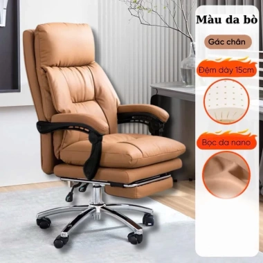 Ghế xoay massage 7 điểm bọc da bò cao cấp, đệm ngồi 2 lớp êm ái, bảo hành 2 năm 10