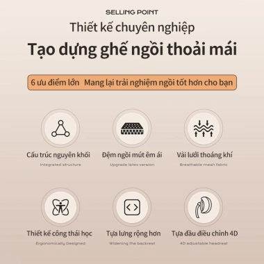 Ghế xoay văn phòng 360 độ cao cấp, gối nệm mềm, lưng lưới thoáng, giảm giá 22% chỉ 379k 2
