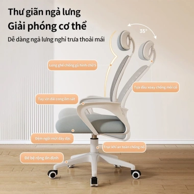 Ghế xoay văn phòng 360 độ cao cấp, gối nệm mềm, lưng lưới thoáng, giảm giá 22% chỉ 379k 8