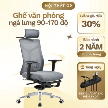 Ghế xoay văn phòng công thái học GVP06 lưng lưới, tựa đầu, ngả lưng 170°, bảo vệ cột sống, giá 2.489.000đ