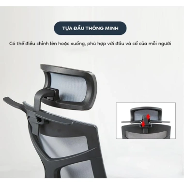 Ghế xoay văn phòng công thái học GVP06 lưng lưới, tựa đầu, ngả lưng 170°, bảo vệ cột sống, giá 2.489.000đ