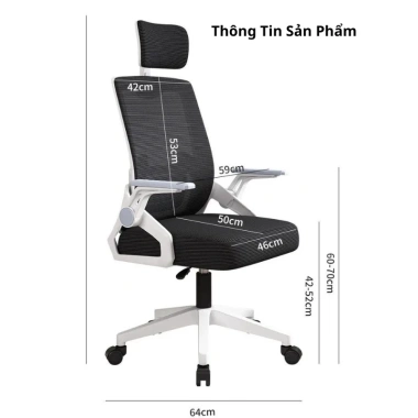 Ghế Xoay Văn Phòng Công Thái Học Tựa Lưng Lưới Giảm Đau Mỏi Thoải Mái Học Tập và Làm Việc