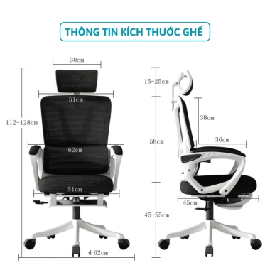 Ghế Xoay Văn Phòng CTH26 Công Thái Học Ngả Lưng Gật Gù, Tựa Đầu, Thiết Kế Hiện Đại Trẻ Trung - Giá 1,230,000₫
