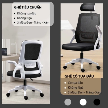 Ghế xoay văn phòng DOMIHOME - Lưng lưới thoáng mát, tựa đầu, điều chỉnh độ cao, tay gập thông minh - 629.000₫