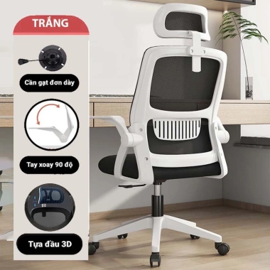 Ghế xoay văn phòng DOMIHOME - Lưng lưới thoáng mát, tựa đầu, điều chỉnh độ cao, tay gập thông minh - 629.000₫ 10 Ghế xoay văn phòng DOMIHOME - Lưng lưới thoáng mát, tựa đầu, điều chỉnh độ cao, tay gập thông minh - 629.000₫ 10