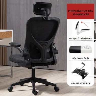 Ghế xoay văn phòng GUNI công thái học ngả 35 độ bệ tì tay bọc nệm Eco 03 723.000₫