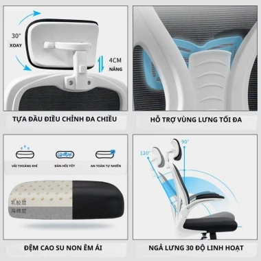 Ghế xoay văn phòng GUNI công thái học ngả 35 độ bệ tì tay bọc nệm Eco 03 723.000₫ 7 Ghế xoay văn phòng GUNI công thái học ngả 35 độ bệ tì tay bọc nệm Eco 03 723.000₫ 7