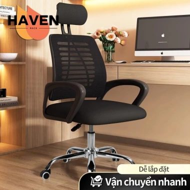 Ghế Xoay Văn Phòng Lưới Cao Cấp - Tựa Đầu, Nệm Lưng, Xoay 360 độ, Giá ưu đãi 369k