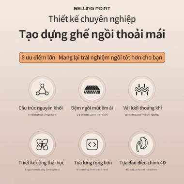 Ghế Xoay Văn Phòng Tựa Đầu, Chân Xoay, Lưng Xương Cá, Ngả Lưng Gật Gù Thư Giãn êm ái - Giá 419.000 VND