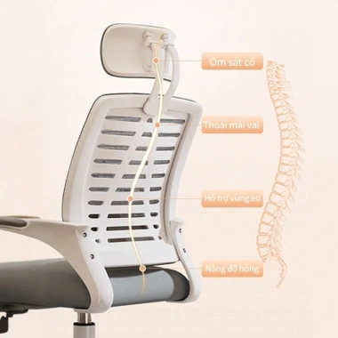 Ghế Xoay Văn Phòng Tựa Đầu, Chân Xoay, Lưng Xương Cá, Ngả Lưng Gật Gù Thư Giãn êm ái - Giá 419.000 VND