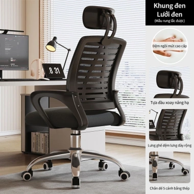 Ghế Xoay Văn Phòng Tựa Đầu, Chân Xoay, Lưng Xương Cá, Ngả Lưng Gật Gù Thư Giãn êm ái - Giá 419.000 VND 10 Ghế Xoay Văn Phòng Tựa Đầu, Chân Xoay, Lưng Xương Cá, Ngả Lưng Gật Gù Thư Giãn êm ái - Giá 419.000 VND 10