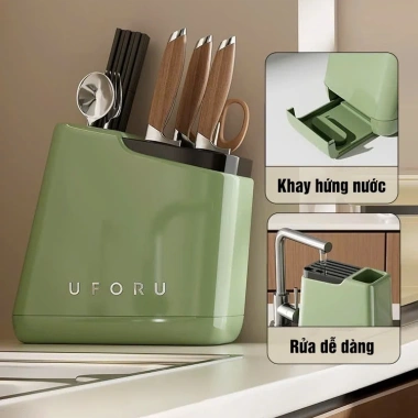 Giá cài dao kéo 2 trong 1 UFORU UF533 – Đựng đũa muỗng đa năng, tiện lợi cho nhà bếp