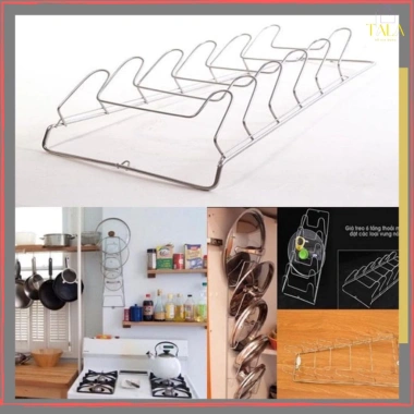 Giá Cài Vung Nồi Inox 6 Tầng Treo Tường Chống Rỉ Giá Cài Nắp Xoong Bền 50k
