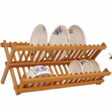 Gia Để Bát Đĩa Gấp Gọn 2 Tầng Gỗ Tre Tự Nhiên, Tiêu Chuẩn Sấy Sơn Loại 1 Giá 199k
