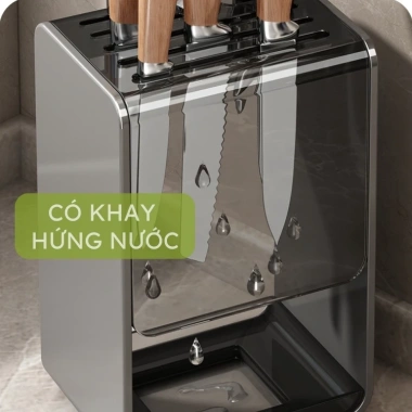 Giá để dao AKICHI thép carbon chống gỉ, hộp cài dao kéo để bàn, treo tường keo không cần khoan 219.000₫
