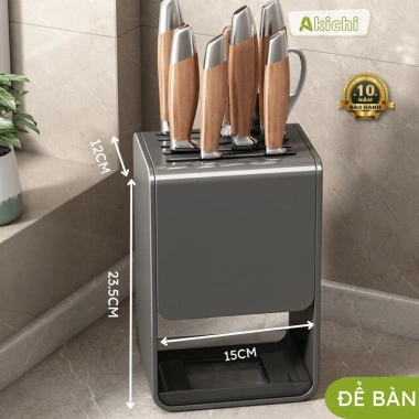 Giá để dao AKICHI thép carbon chống gỉ, hộp cài dao kéo để bàn, treo tường keo không cần khoan 219.000₫