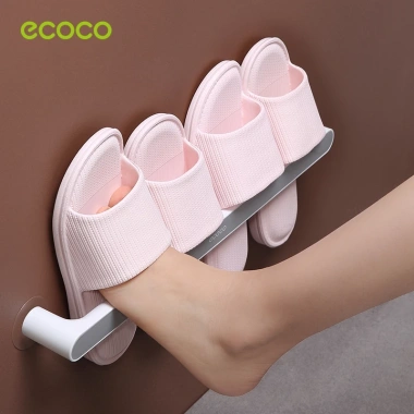 Giá để dép treo tường Ecoco gấp gọn, phù hợp phòng tắm, giá 58.000₫