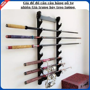 Giá để đồ cần câu gỗ tự nhiên treo tường và trưng bày, giá chỉ 110.000đ
