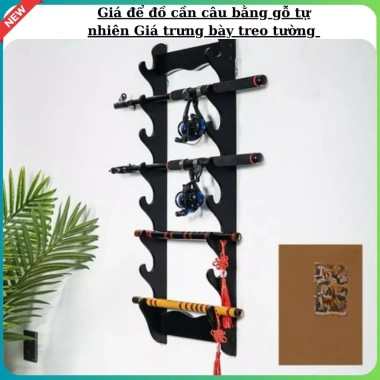 Giá để đồ cần câu gỗ tự nhiên treo tường và trưng bày, giá chỉ 110.000đ