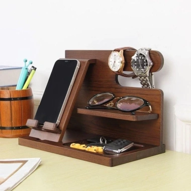 Giá để đồ CONOPERY đa chức năng gỗ bền, giá đỡ điện thoại và ví cho văn phòng, giảm 20%