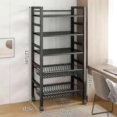Giá để đồ dày đặc, nhiều tầng, có con lăn, đứng, dùng cho lò vi sóng - 212.000₫