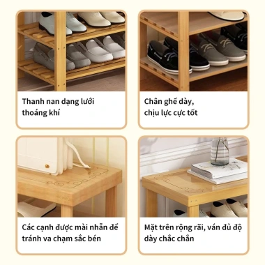 Giá để giày tre đa tầng gỗ - Chống bụi, chống mọt, đa năng, kệ decor, giá 269k