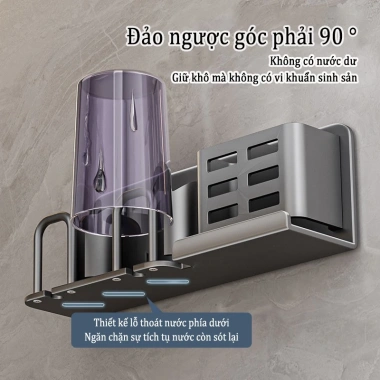 Giá Đỡ Bàn Chải Đánh Răng Điện Nhôm Không Đục Lỗ Đa Năng Tiện Dụng