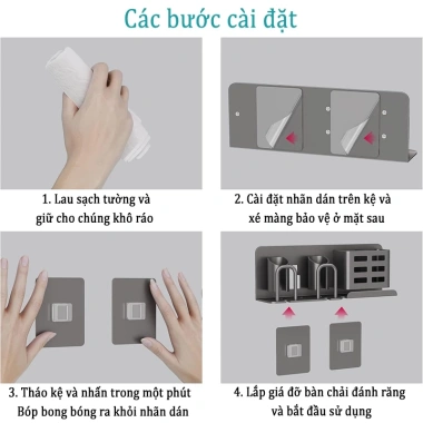 Giá Đỡ Bàn Chải Đánh Răng Điện Nhôm Không Đục Lỗ Đa Năng Tiện Dụng 9 Giá Đỡ Bàn Chải Đánh Răng Điện Nhôm Không Đục Lỗ Đa Năng Tiện Dụng 9