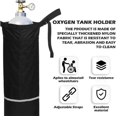 Giá đỡ bình oxy YZ, túi đựng xi lanh oxy thoáng khí, chống thấm, lưới sọc phản quang nhẹ, đen, dễ vận chuyển ba lô