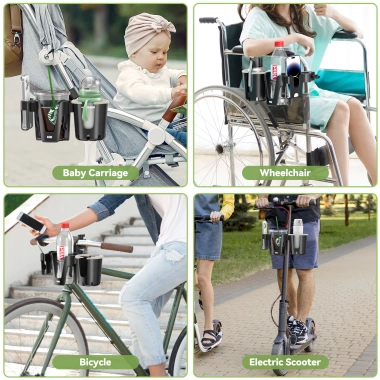 Giá đỡ cốc 3 trong 1 cho xe đẩy, xe lăn, xe đạp, xe đi bộ – Xoay 360°, kèm giá đỡ điện thoại, chai, chỉ 254.880đ