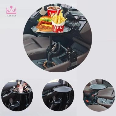 Giá đỡ đa năng Maxrrh ô tô - Khay tròn đựng thức ăn, đồ uống & điện thoại, tiện lợi