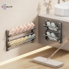 Giá đỡ dép phòng tắm treo tường không đục lỗ Stora mới - Giá để giày gấp lớp thoát nước, giảm 20% 3
