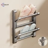 Giá đỡ dép phòng tắm treo tường không đục lỗ Stora mới - Giá để giày gấp lớp thoát nước, giảm 20% 7