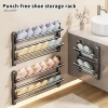 Giá đỡ dép treo tường không đục lỗ Stora Mới - Giá để giày sau cửa, thoát nước đa lớp 2
