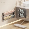 Giá đỡ dép treo tường không đục lỗ Stora Mới - Giá để giày sau cửa, thoát nước đa lớp 3