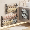 Giá đỡ dép treo tường không đục lỗ Stora Mới - Giá để giày sau cửa, thoát nước đa lớp 6