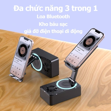 Giá đỡ điện thoại 3 trong 1 có loa xoay 360 độ hỗ trợ USB xem video thoải mái